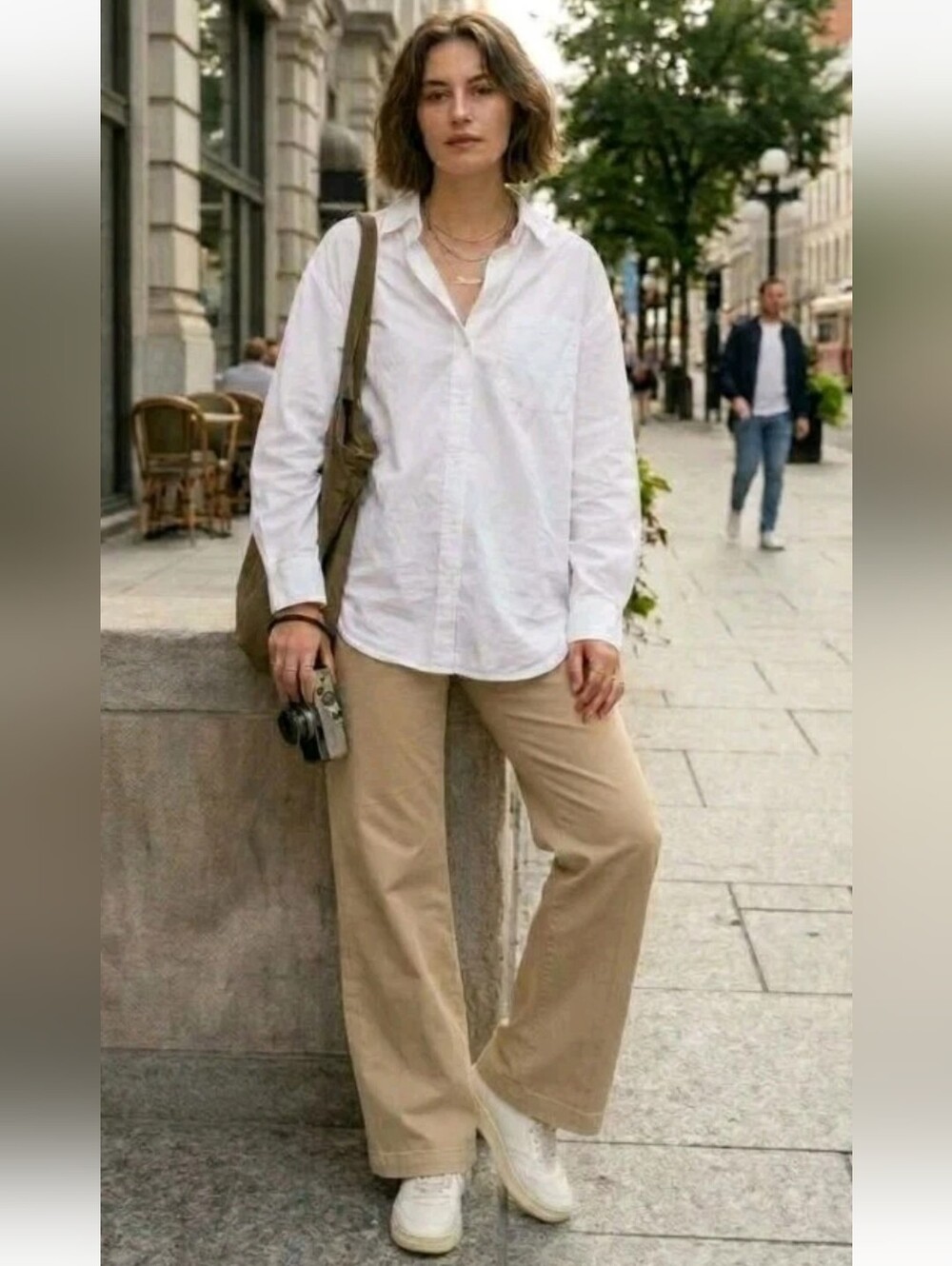 Ralph Lauren Khaki Wide Leg Pants Chino Flat Front Womens Mid Rise Cotton 4 New